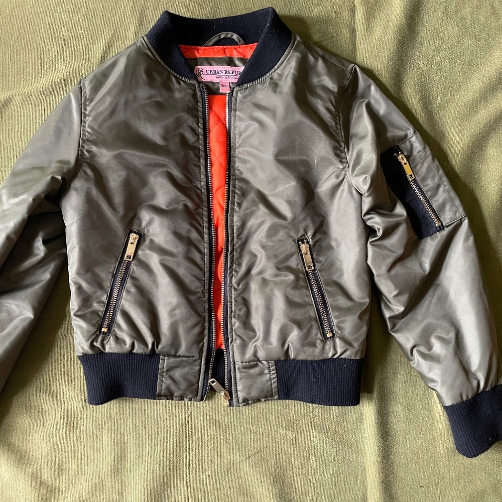 Urban Republic Girl's Bomber Jacket Size 10/12 Olive Green